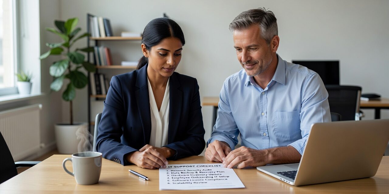 IT Support Checklist for Growing Businesses Featured Image A practical IT support checklist for growing businesses — covering help desk, network reliability, cybersecurity basics, backups, and vendor clarity.