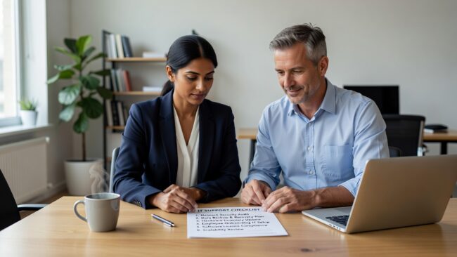 IT Support Checklist for Growing Businesses Featured Image A practical IT support checklist for growing businesses — covering help desk, network reliability, cybersecurity basics, backups, and vendor clarity.
