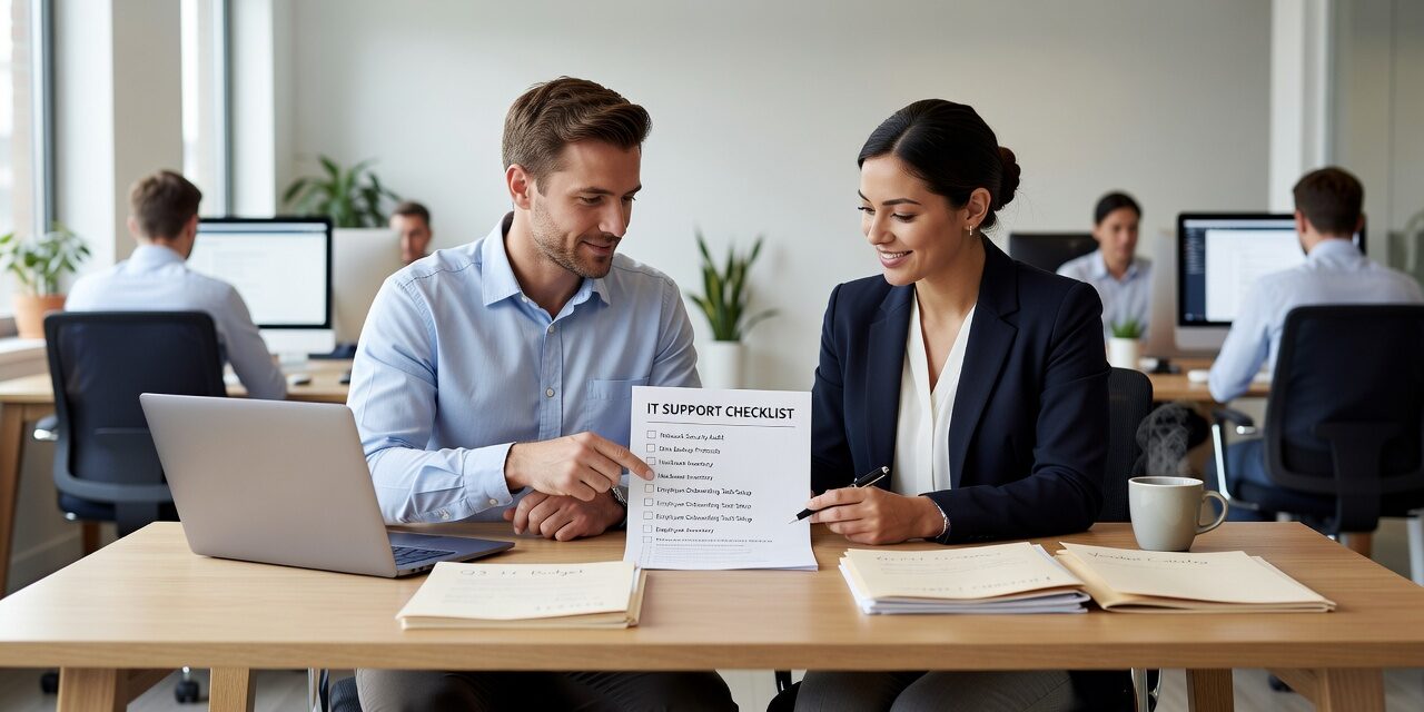 IT Support Checklist for Growing Businesses Featured Image Use this IT support checklist for growing businesses to find gaps in your network, backups, help desk, and security before they cause downtime.