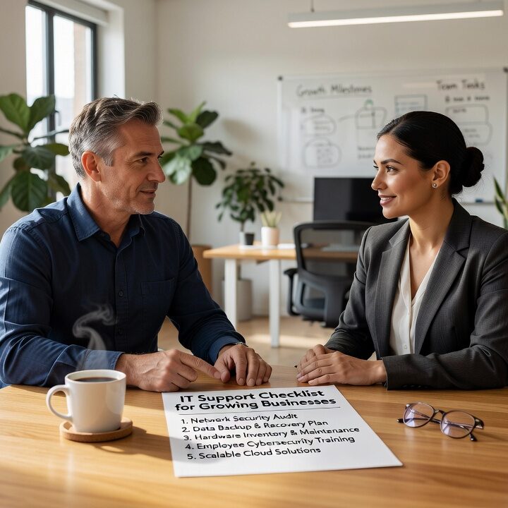A practical IT support checklist for growing businesses — covering help desk, backups, cybersecurity, vendor gaps, and what to review before scaling.