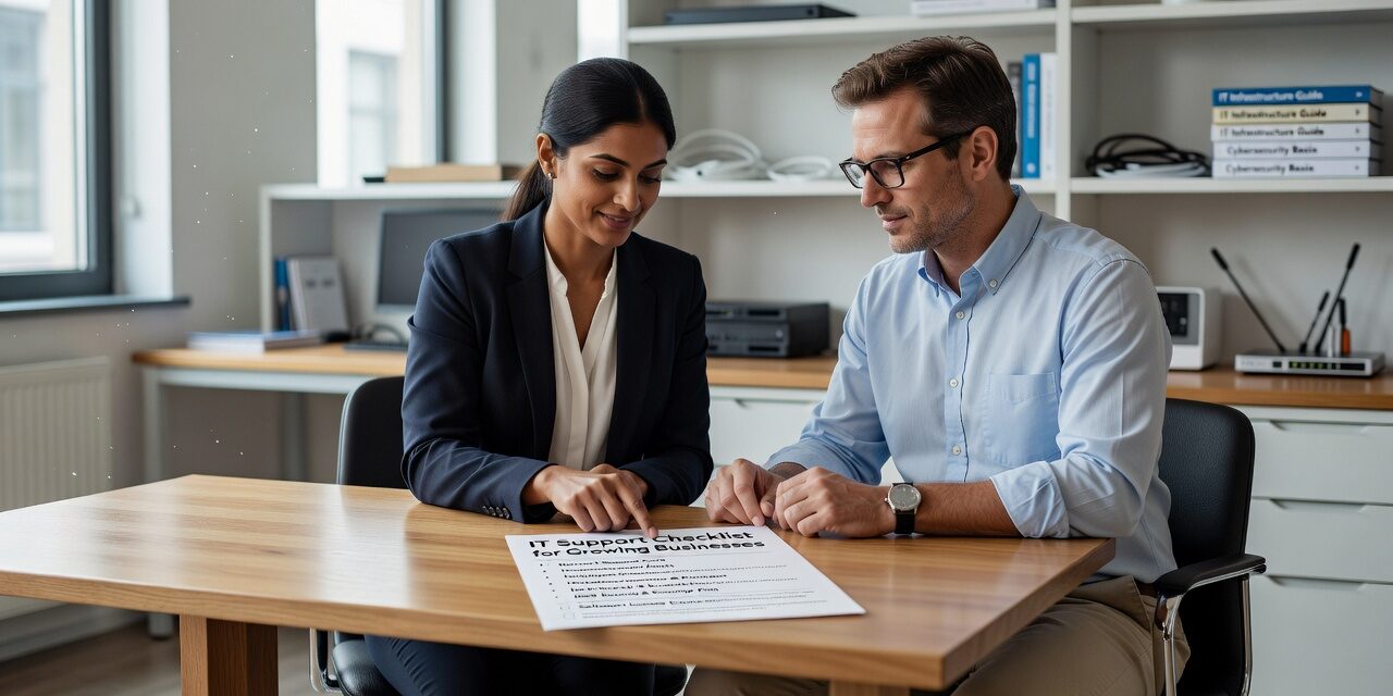 IT Support Checklist for Growing Businesses Featured Image A practical IT support checklist for growing businesses covering help desk, backups, cybersecurity, vendor gaps, and what to review before you hit a crisis.