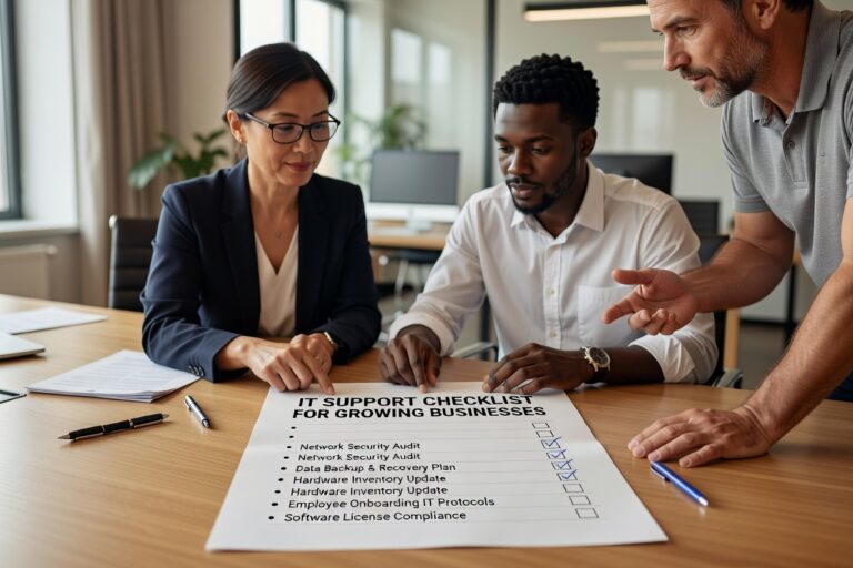 IT Support Checklist for Growing Businesses Featured Image Use this IT support checklist for growing businesses to spot backup gaps, network risks, help desk issues, and vendor blind spots before they cause downtime.