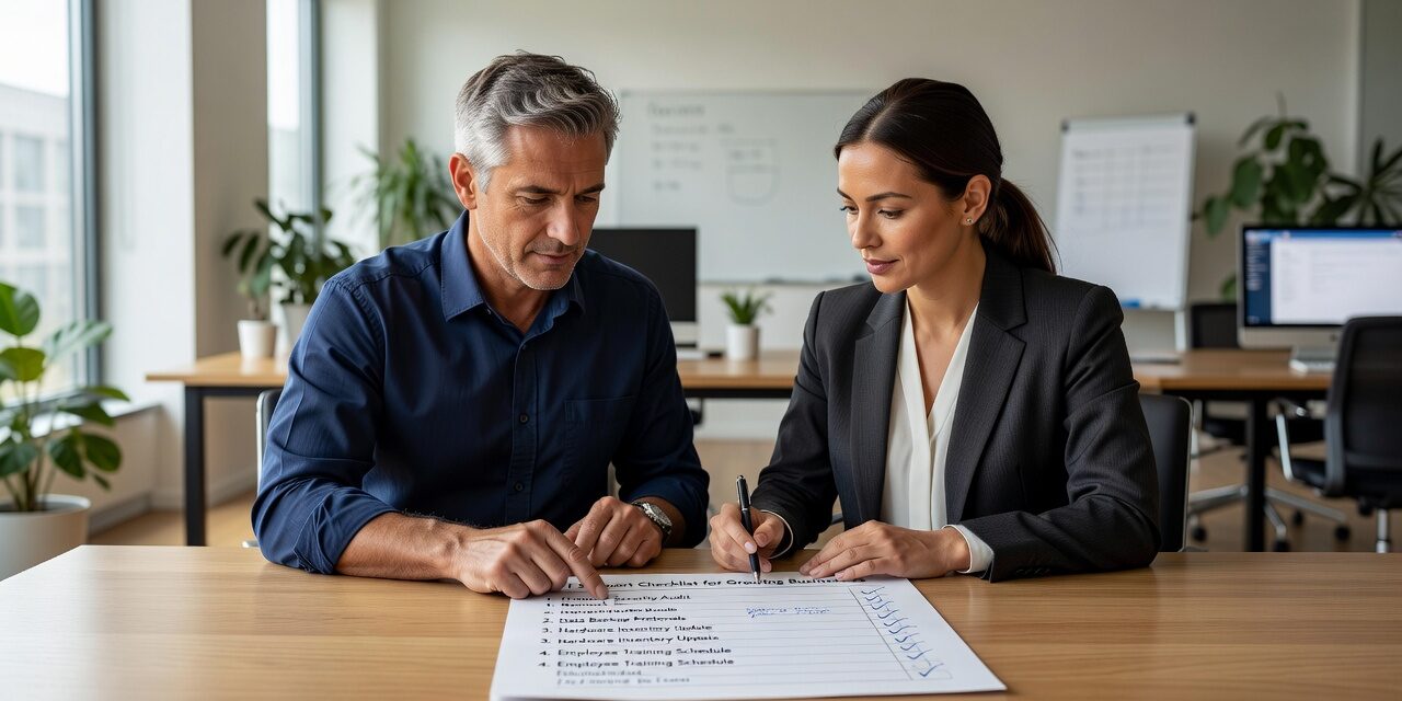 IT Support Checklist for Growing Businesses Featured Image A practical IT support checklist for growing businesses covering help desk, backups, cybersecurity, network reliability, and vendor management.