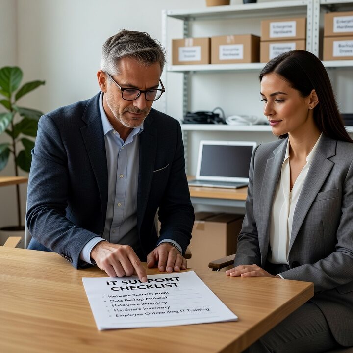 IT Support Checklist for Growing Businesses Featured Image A practical IT support checklist for growing businesses covering help desk, cybersecurity, backups, network reliability, and technology planning.