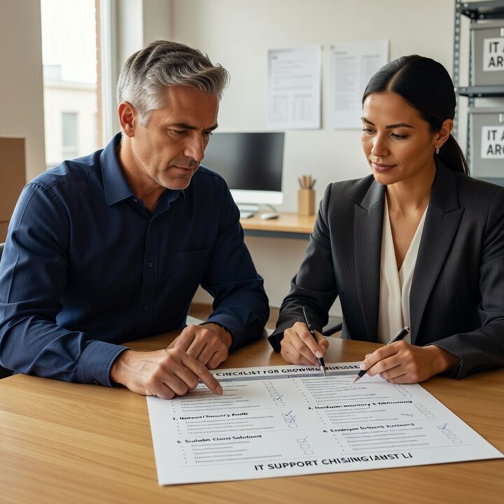 IT Support Checklist for Growing Businesses Featured Image Use this IT support checklist for growing businesses to find backup gaps, security blind spots, and network risks before they cause downtime.
