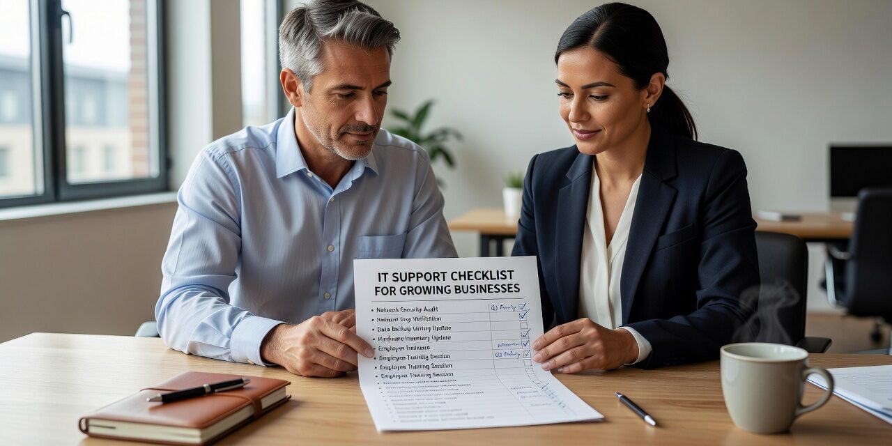 IT Support Checklist for Growing Businesses Featured Image Use this IT support checklist for growing businesses to find gaps in backup, security, vendor management, and network reliability before they cause downtime.