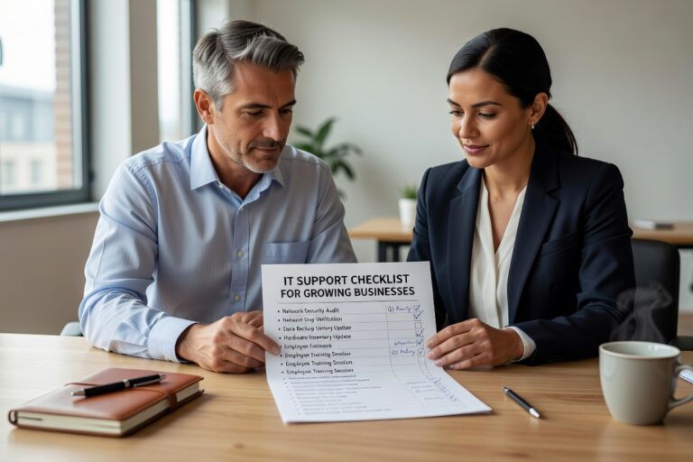 Use this IT support checklist for growing businesses to find gaps in backup, security, vendor management, and network reliability before they cause downtime.