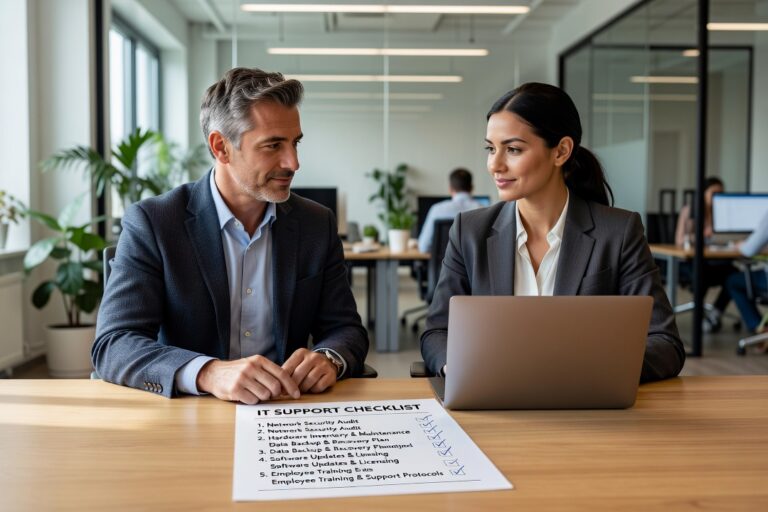 A practical IT support checklist for growing businesses covering network reliability, backups, cybersecurity, help desk, and vendor management.