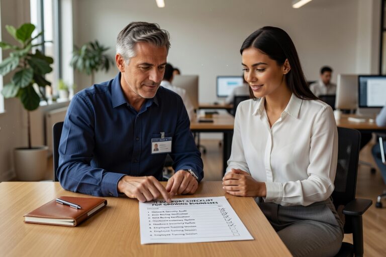 IT Support Checklist for Growing Businesses Featured Image A practical IT support checklist for growing businesses covering help desk, security, backups, network reliability, and vendor management.