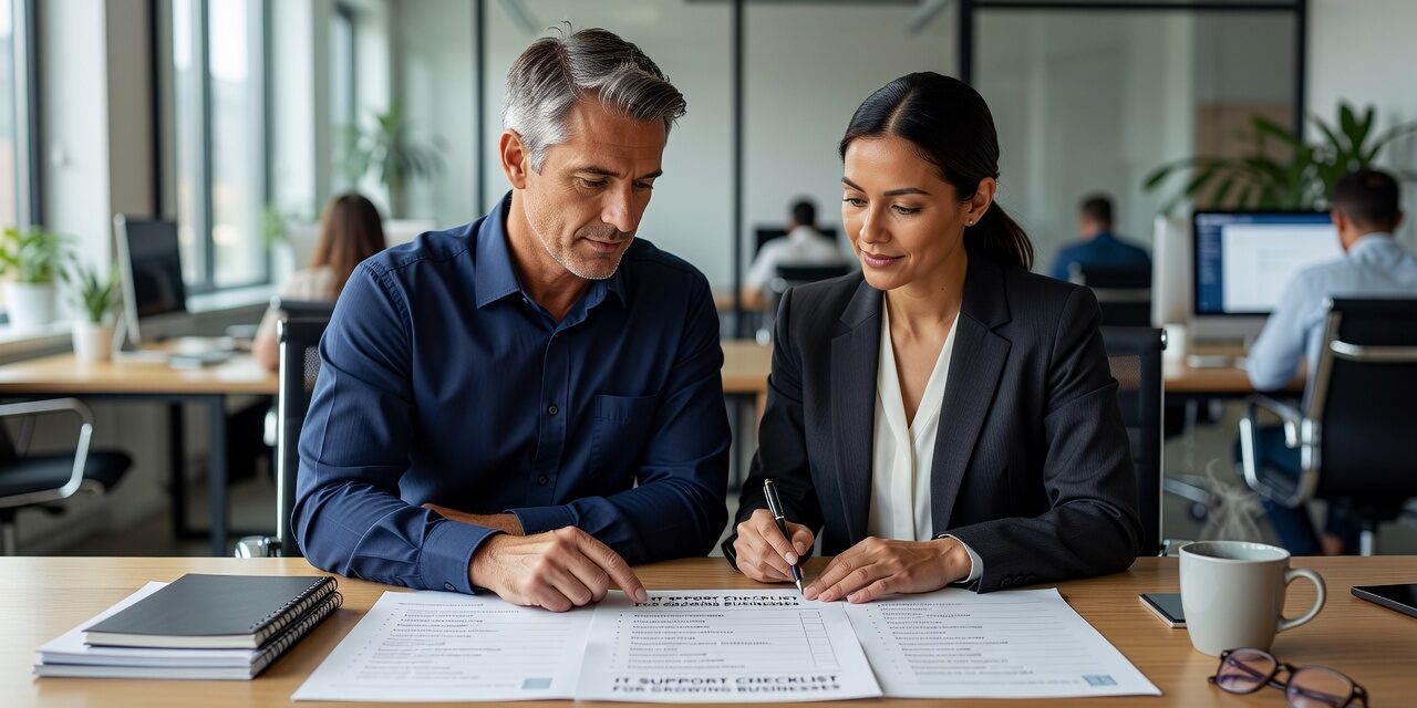 IT Support Checklist for Growing Businesses Featured Image A practical IT support checklist for growing businesses—covering user accounts, backups, help desk, network reliability, and common gaps to fix before they cause problems.