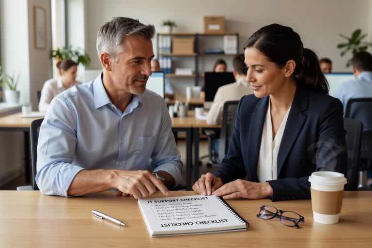 IT Support Checklist for Growing Businesses Featured Image A practical IT support checklist for growing businesses—covering backups, help desk, cybersecurity, and what to review before problems happen.