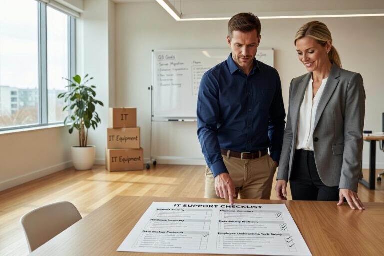 A practical IT support checklist for growing businesses covering backups, cybersecurity, documentation, and planning—without the technical jargon.