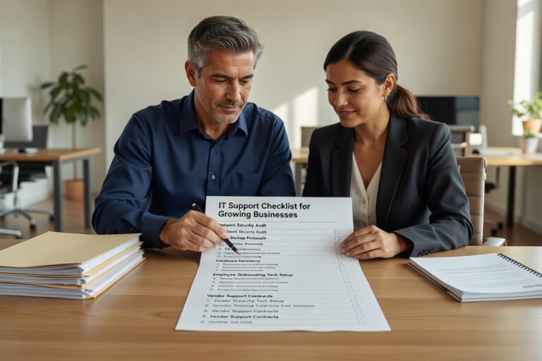 IT Support Checklist for Growing Businesses Featured Image Use this practical IT support checklist to identify gaps in security, backup, help desk, and network reliability before they become costly problems.