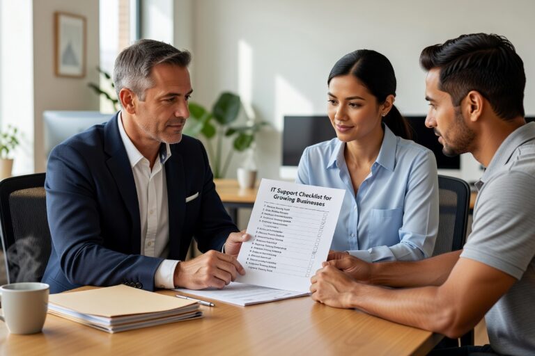 IT Support Checklist for Growing Businesses Featured Image A practical IT support checklist for growing businesses covering help desk, network reliability, cybersecurity basics, and cloud app management.