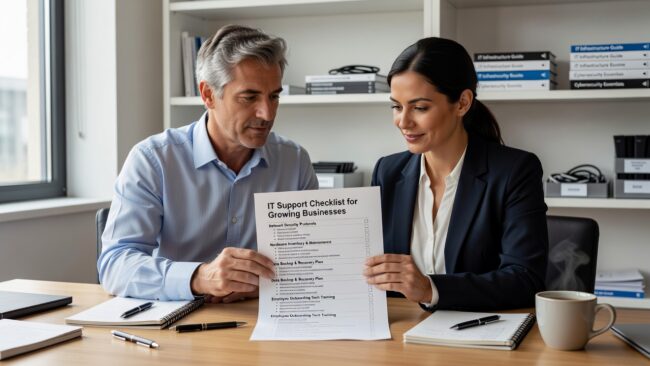 IT Support Checklist for Growing Businesses Featured Image Use this IT support checklist for growing businesses to find gaps in security, backups, user access, and daily support before they cause real problems.