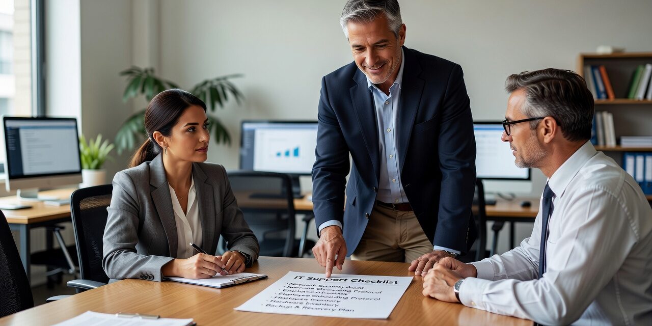 IT Support Checklist for Growing Businesses Featured Image A practical IT support checklist for growing businesses covering help desk, backups, network uptime, security basics, and cloud tools.