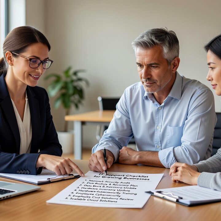 IT Support Checklist for Growing Businesses Featured Image A practical IT support checklist for growing businesses covering backups, security, help desk, vendors, and network reliability—without the technical jargon.