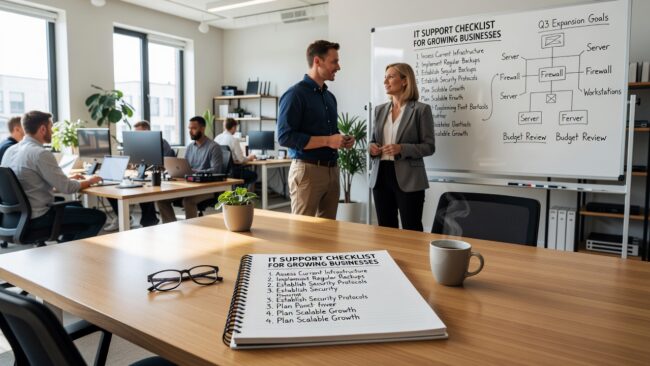 A practical IT support checklist for growing businesses—covering help desk, security basics, cloud, and business continuity gaps to fix before they cause downtime.