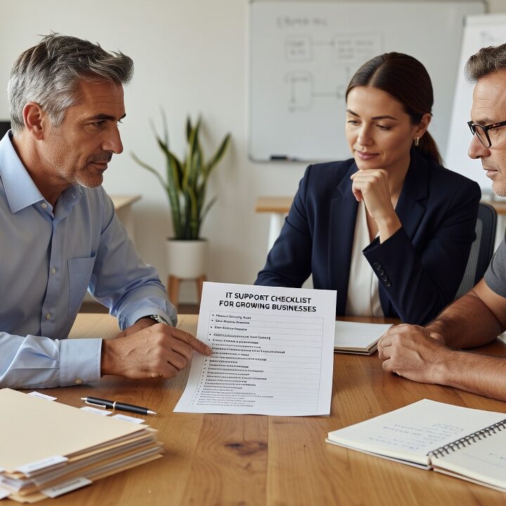 IT Support Checklist for Growing Businesses Featured Image A practical IT support checklist for growing businesses covering help desk, network reliability, cybersecurity basics, and backup and recovery gaps.