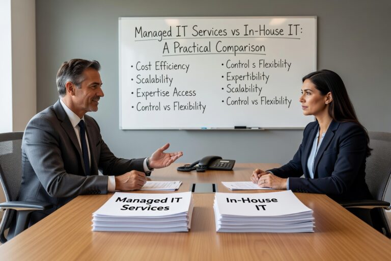 Managed IT services vs in-house IT: a plain-language comparison to help growing businesses choose the right model for their size and needs.