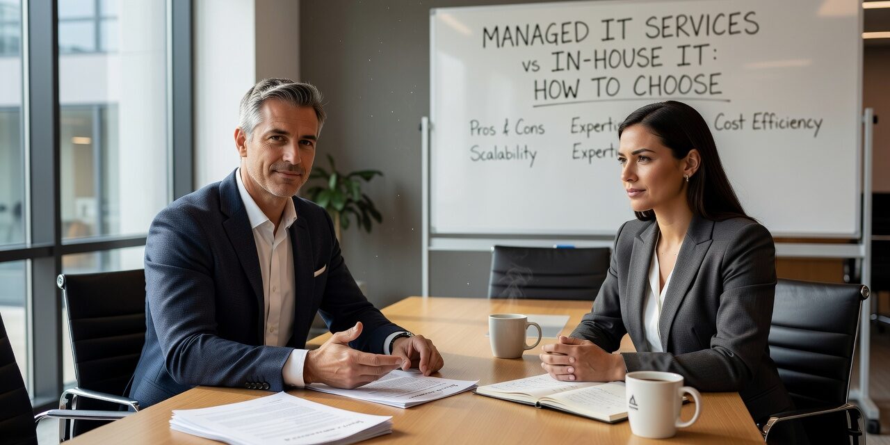 Managed IT Services vs In-House IT: How to Choose Featured Image Weighing managed IT services vs in-house IT? Here's a practical breakdown of coverage gaps, real costs, and how to decide what fits your business.