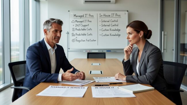Managed IT Services vs In-House IT: How to Choose Featured Image Weighing managed IT services vs in-house IT? Learn how each model works, where each breaks down, and how to decide what fits your business.