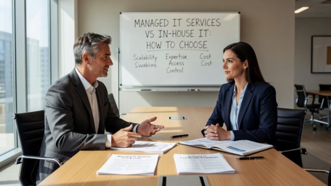 Managed IT Services vs In-House IT: How to Choose Featured Image Weighing managed IT services vs in-house IT? Compare real costs, coverage gaps, and decision factors to find the right model for your business.