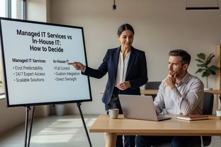 Managed IT Services vs In-House IT: How to Decide Featured Image Comparing managed IT services vs in-house IT? Learn the real trade-offs in cost, coverage, and risk to make the right call for your business.