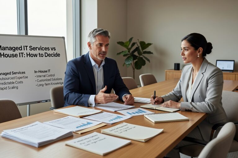 Managed IT Services vs In-House IT: How to Decide Featured Image Weighing managed IT services vs in-house IT? This plain-English guide helps business leaders compare costs, coverage, and trade-offs before deciding.