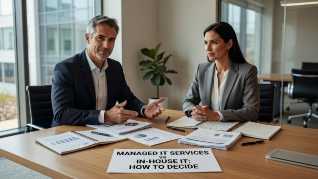Managed IT Services vs In-House IT: How to Decide Featured Image Comparing managed IT services vs in-house IT? Here's a practical breakdown of costs, coverage gaps, and decision factors for growing businesses.