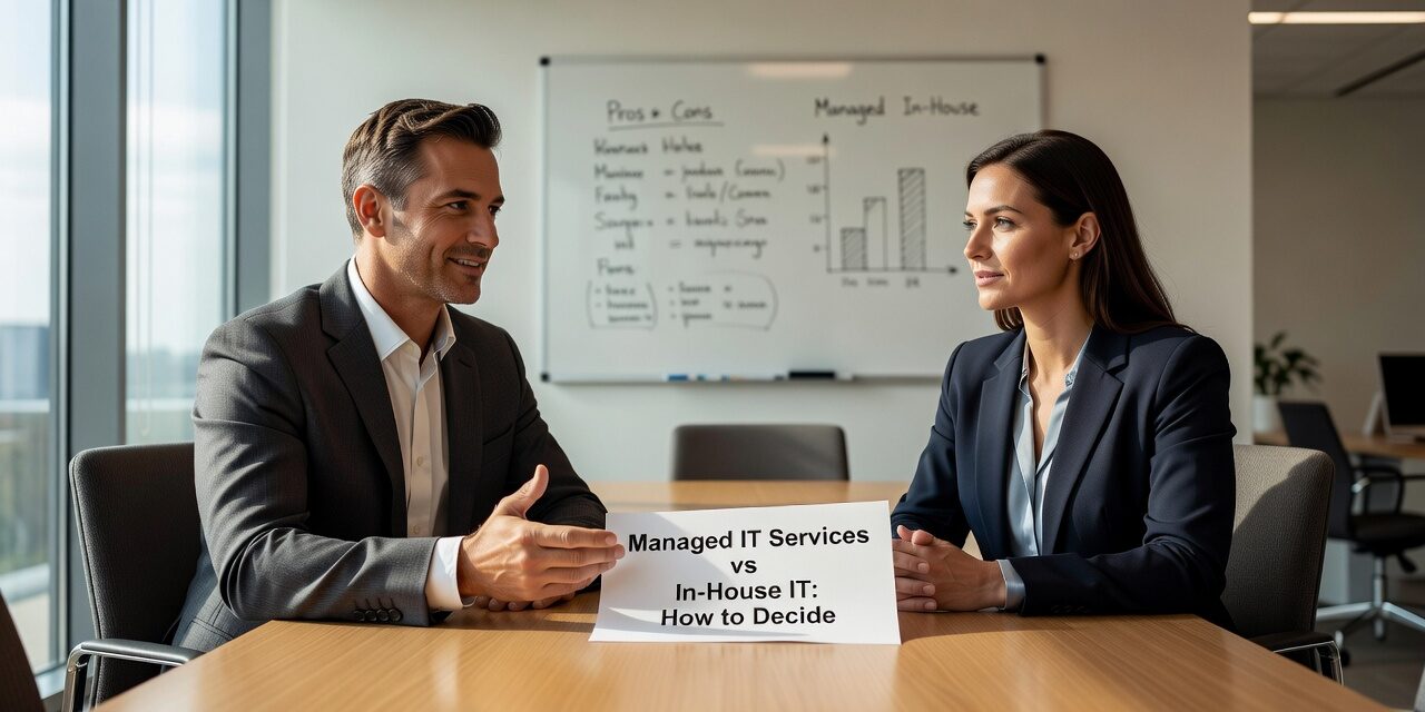 Managed IT Services vs In-House IT: How to Decide Featured Image Weighing managed IT services vs in-house IT? Here's a practical, cost-honest breakdown to help business leaders make the right call for their team.