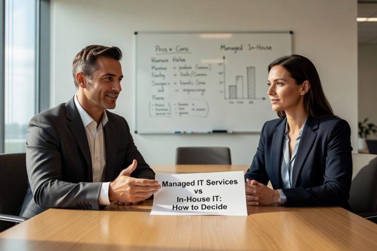 Managed IT Services vs In-House IT: How to Decide Featured Image Weighing managed IT services vs in-house IT? Here's a practical, cost-honest breakdown to help business leaders make the right call for their team.