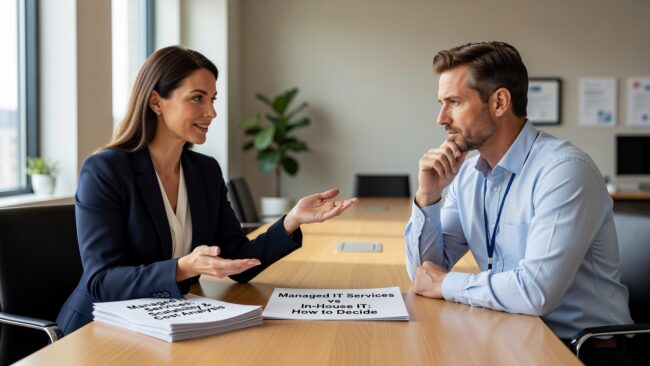 Managed IT Services vs In-House IT: How to Decide Featured Image Comparing managed IT services vs in-house IT? Use this practical guide to evaluate coverage, cost, risk, and when a hybrid model makes sense for your business.