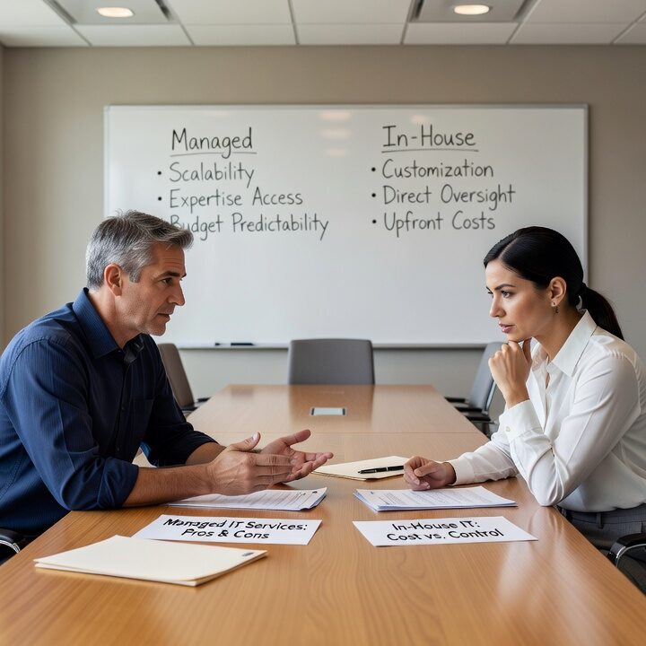 Managed IT Services vs In-House IT: What SMB Leaders Should Know Featured Image Comparing managed IT services vs in-house IT? This guide breaks down costs, coverage gaps, and how to choose the right model for your business.