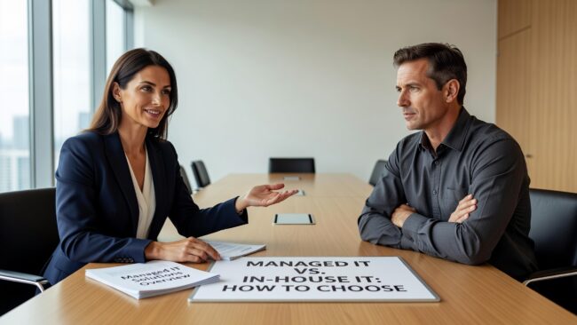 Managed IT vs. In-House IT: How to Choose Featured Image Managed IT vs. in-house IT: understand the real differences, common decision mistakes, and how to choose the right model for your growing business.
