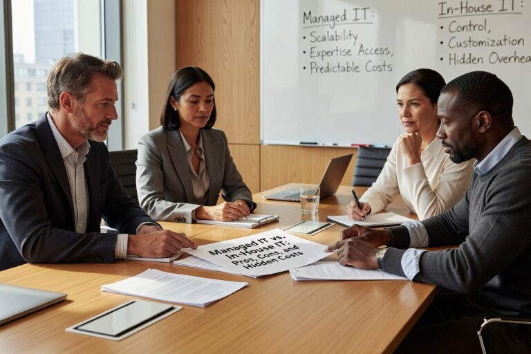 Managed IT vs. In-House IT: Pros, Cons, and Hidden Costs Featured Image Weighing managed IT services vs. in-house IT? Understand the real costs, coverage gaps, and trade-offs before your next IT decision.