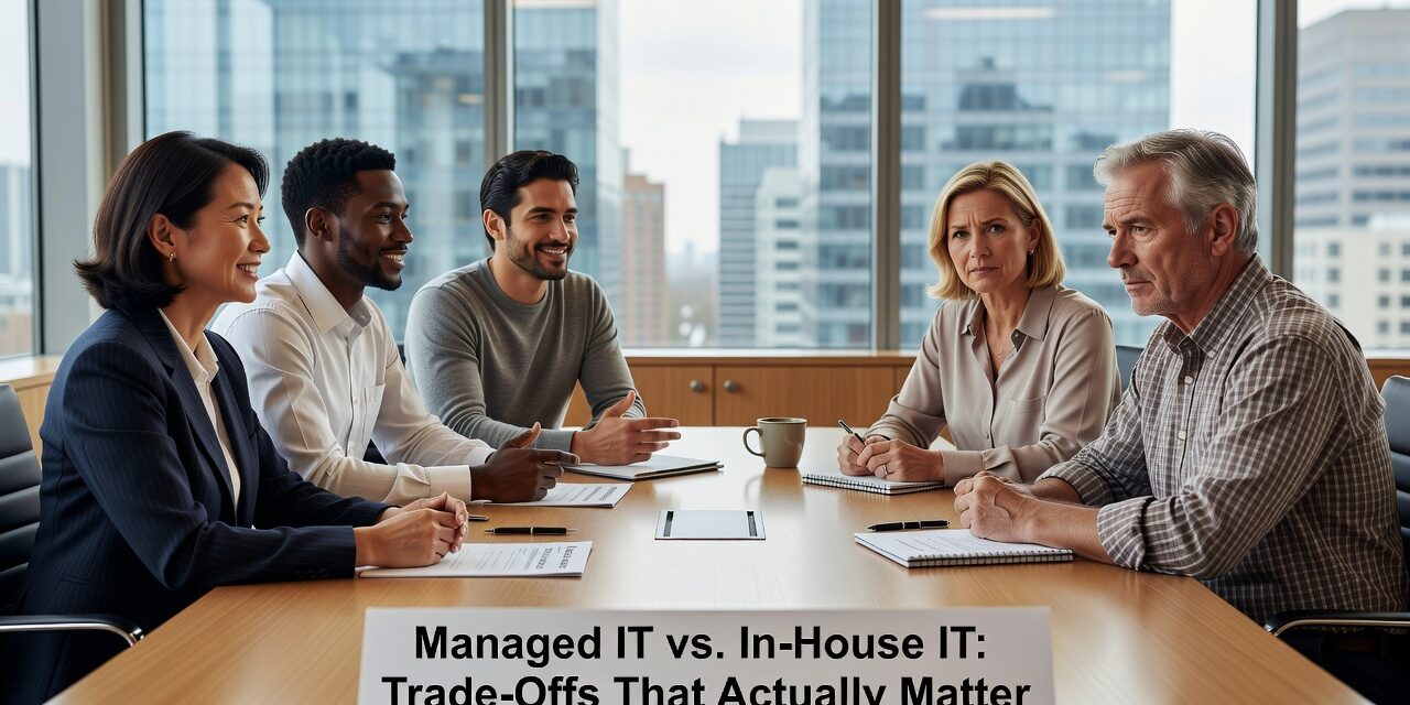Managed IT vs. In-House IT: Trade-Offs That Actually Matter Featured Image Weighing managed IT services vs. in-house IT? Compare costs, coverage, expertise, and continuity to find the right fit for your growing business.