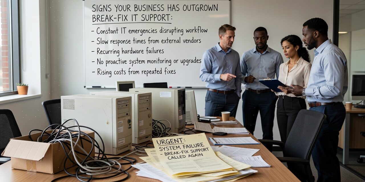 Signs Your Business Has Outgrown Break-Fix IT Support Featured Image Still using break-fix IT support? Learn the key signs your business has outgrown it—and what that shift is actually costing you.