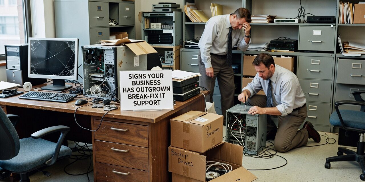 Signs Your Business Has Outgrown Break-Fix IT Support Featured Image Recurring IT problems, unpredictable costs, and slow support are signs your business has outgrown break-fix IT. Here's how to recognize them.
