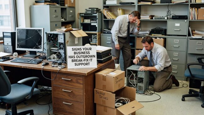 Signs Your Business Has Outgrown Break-Fix IT Support Featured Image Recurring IT problems, unpredictable costs, and slow support are signs your business has outgrown break-fix IT. Here's how to recognize them.