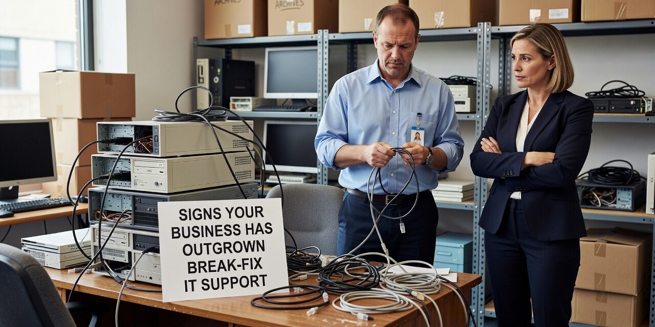 Signs Your Business Has Outgrown Break-Fix IT Support Featured Image Recurring IT problems, unpredictable costs, and slow support are signs your business has outgrown break-fix IT. Here's how to recognize them and what to do.