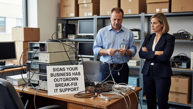 Signs Your Business Has Outgrown Break-Fix IT Support Featured Image Recurring IT problems, unpredictable costs, and slow support are signs your business has outgrown break-fix IT. Here's how to recognize them and what to do.