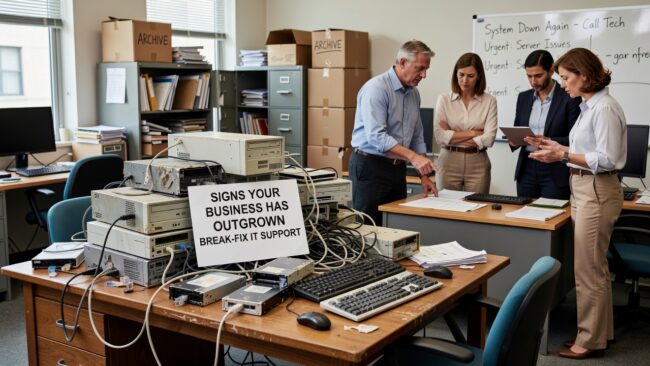 Signs Your Business Has Outgrown Break-Fix IT Support Featured Image Recurring IT problems, slow response times, and untested backups are signs your business has outgrown break-fix IT support. Here's how to recognize the shift.