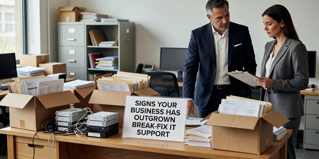 Signs Your Business Has Outgrown Break-Fix IT Support Featured Image Recurring outages, informal IT workarounds, and zero visibility are clear signs your business has outgrown break-fix IT support. Here is what to look for.