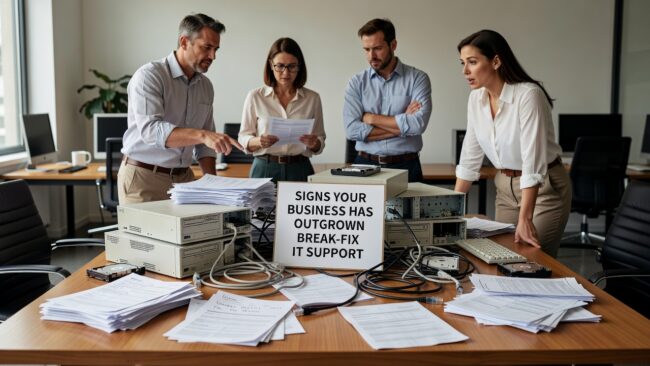Signs Your Business Has Outgrown Break-Fix IT Support Featured Image Recurring IT problems, slow support, and zero visibility are signs your business has outgrown break-fix IT. Here's how to recognize them and what to do next.