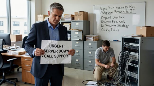 Signs Your Business Has Outgrown Break-Fix IT Support Featured Image Recognize the signs your business has outgrown break-fix IT support and learn when a more proactive approach makes practical sense.
