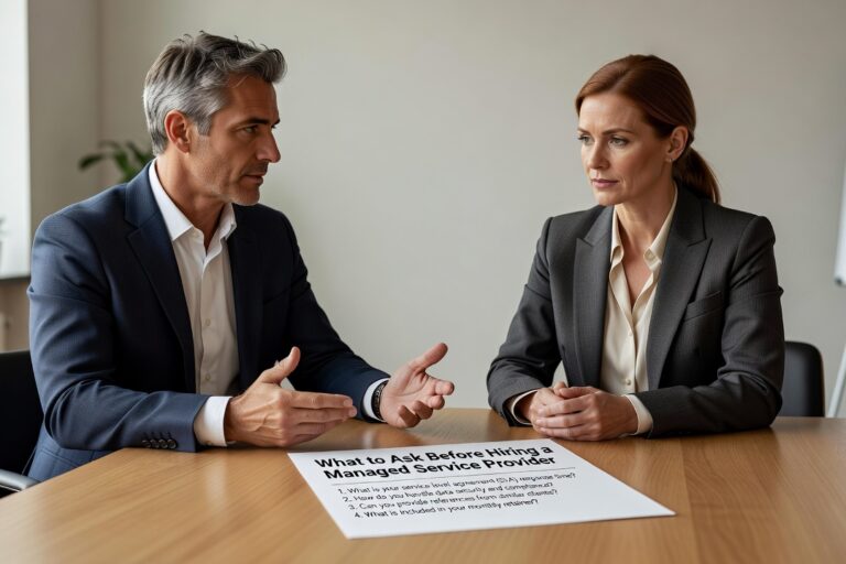 What to Ask Before Hiring a Managed Service Provider Featured Image Know what to ask before hiring a managed service provider. A practical guide for business owners evaluating IT support contracts, SLAs, and security coverage.