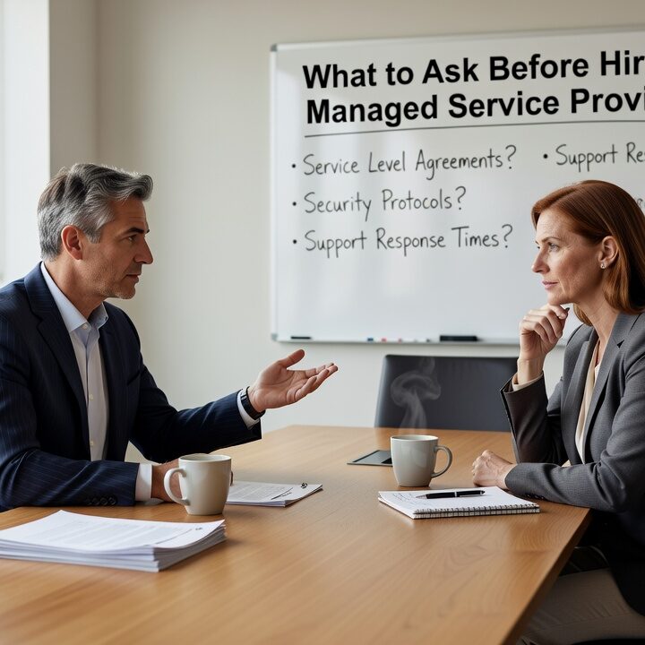 What to Ask Before Hiring a Managed Service Provider Featured Image Know what to ask before hiring a managed service provider. Practical questions on SLAs, pricing, cybersecurity, and onboarding for business leaders.