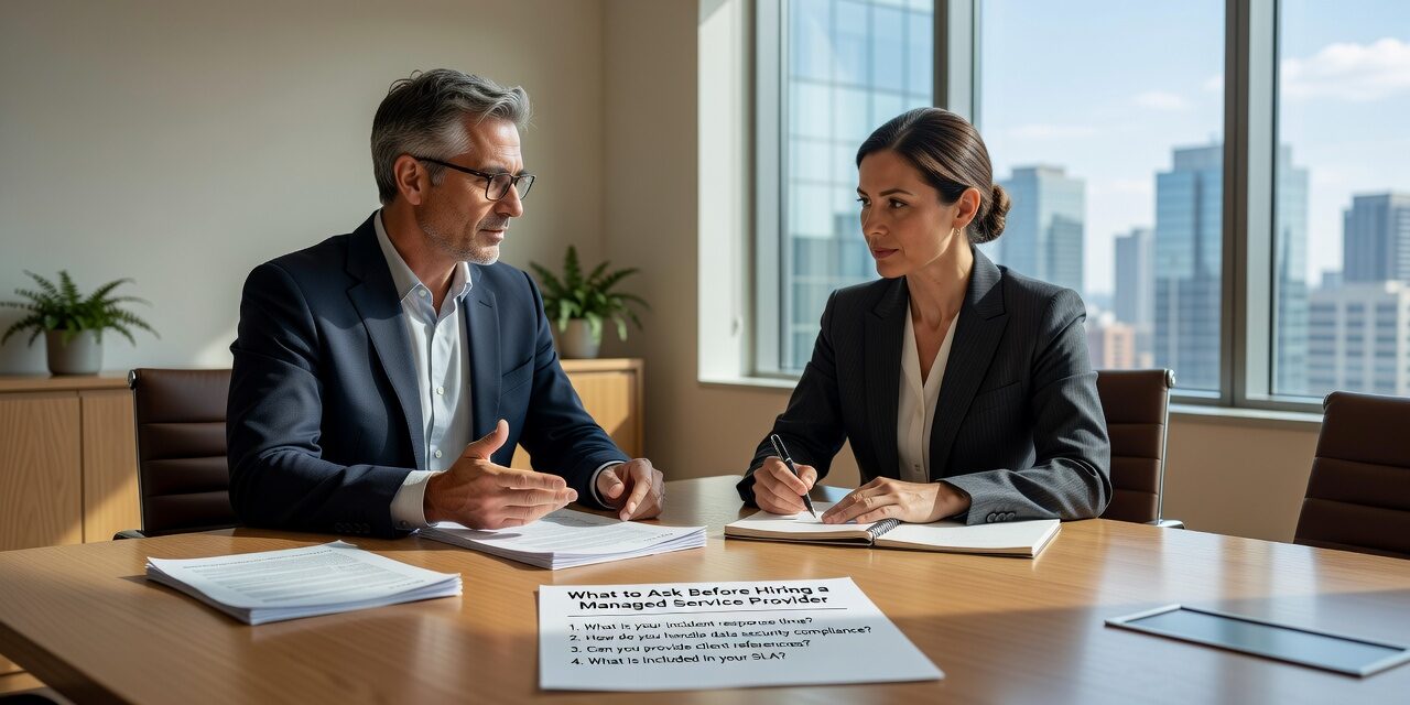 What to Ask Before Hiring a Managed Service Provider Featured Image Know what to ask before hiring a managed service provider. Practical questions on response times, security, documentation, and proactive support.