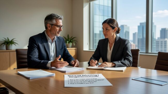 What to Ask Before Hiring a Managed Service Provider Featured Image Know what to ask before hiring a managed service provider. Practical questions on response times, security, documentation, and proactive support.